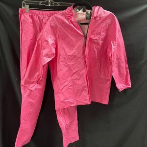 Frogg Toggs Rain Suit Pink Youth Size Large 2 Piece